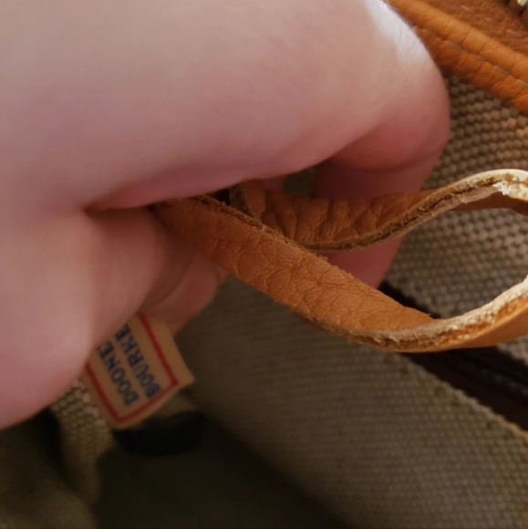 Dooney & Bourke Pebbled Leather trim and Fabric Body Y2K Satchel Purse GUC - Picture 2 of 9
